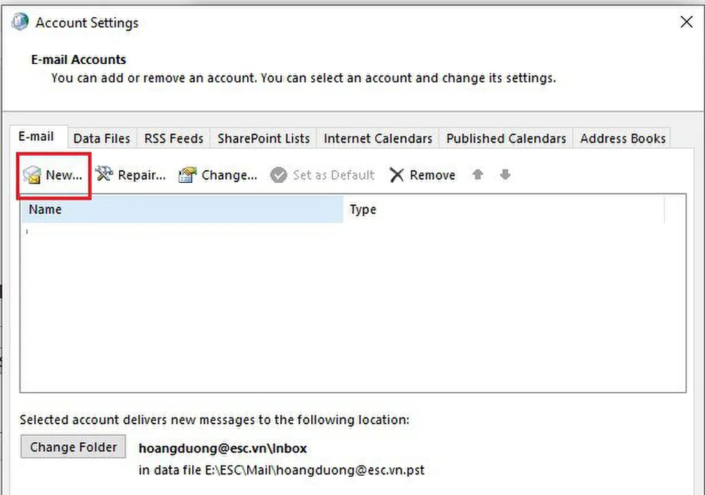 Bước 3 - Chọn New Email