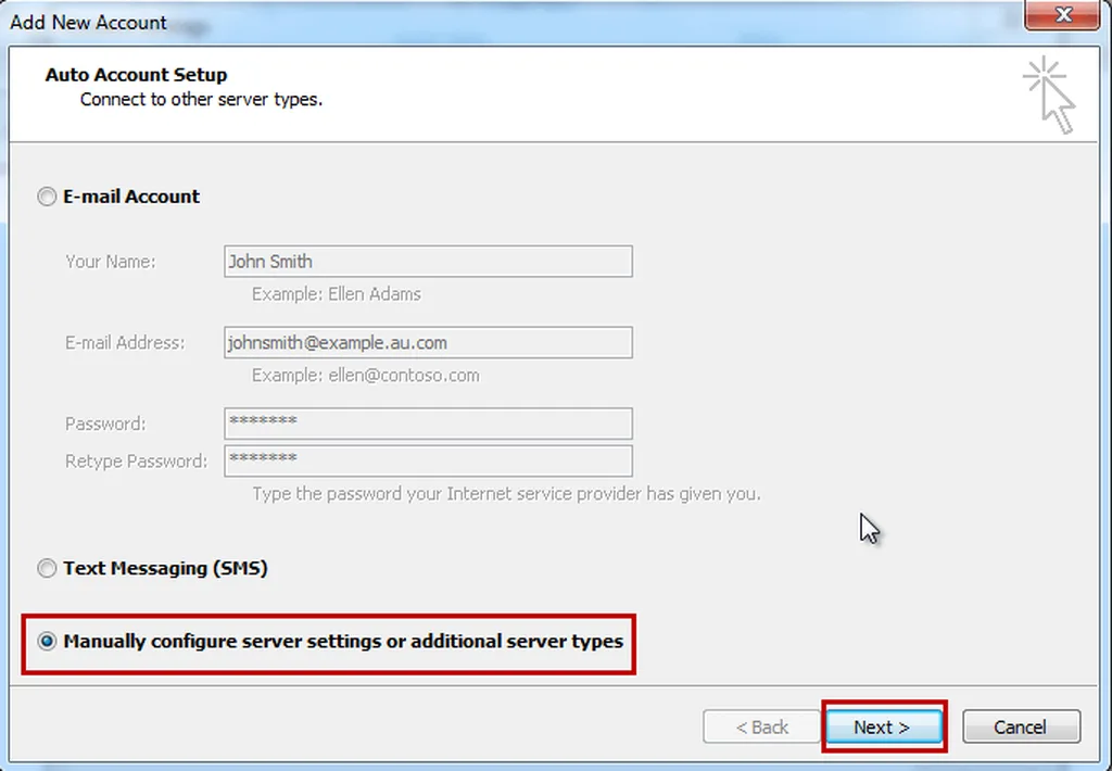 Cấu hình thủ công server settings