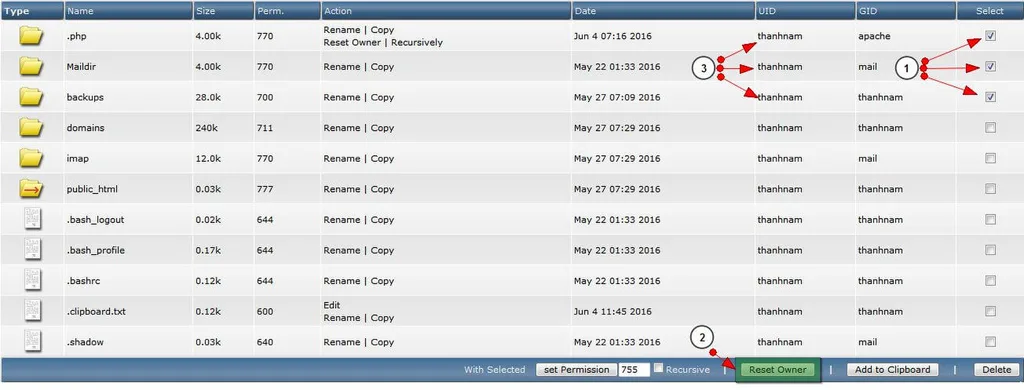 Khôi phục quyền chủ sở hữu Reset Owner