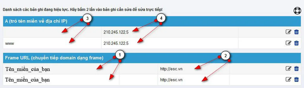 Danh sách bản ghi sau khi thêm FRAME