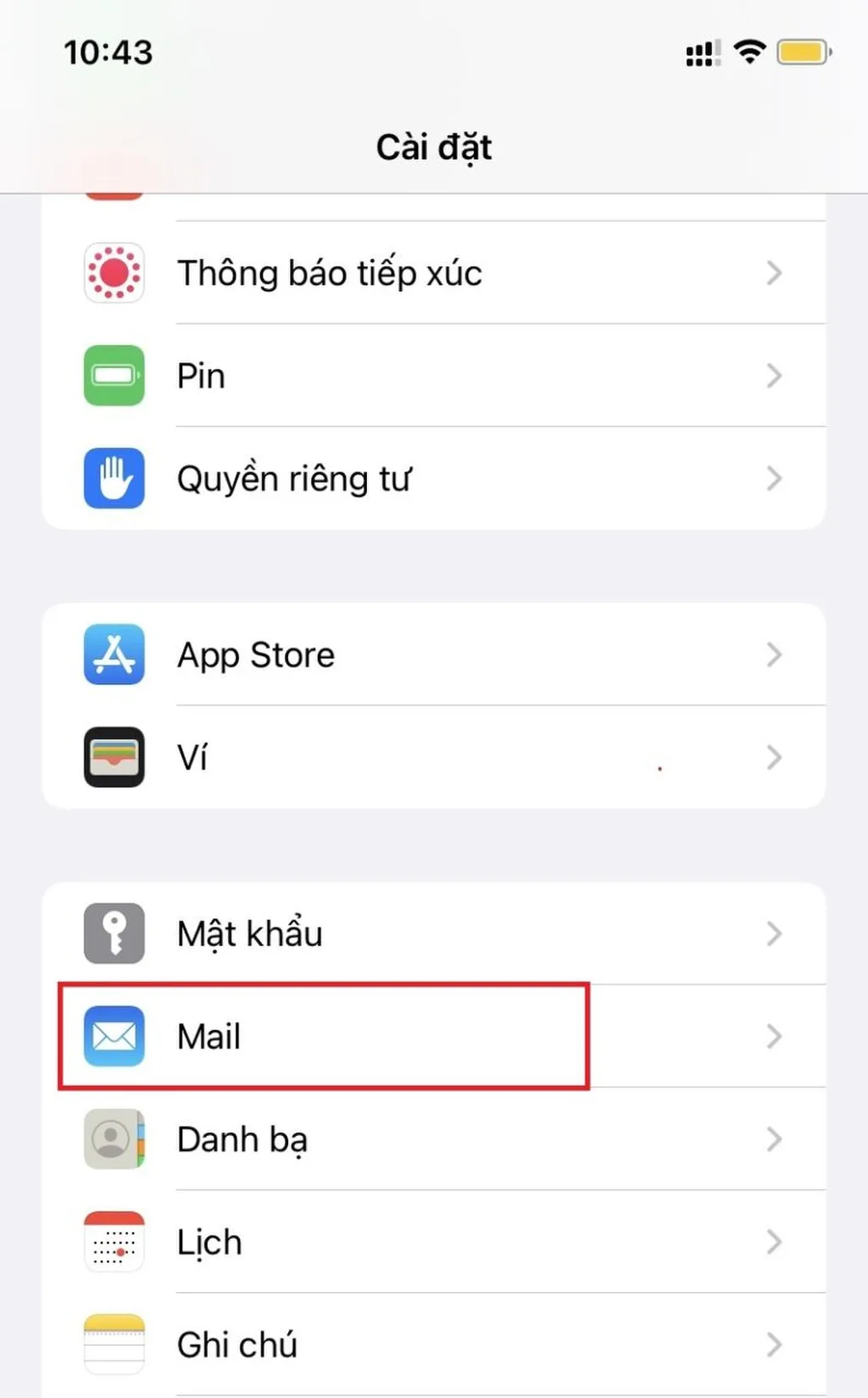 Bước 2 - Chọn Mail