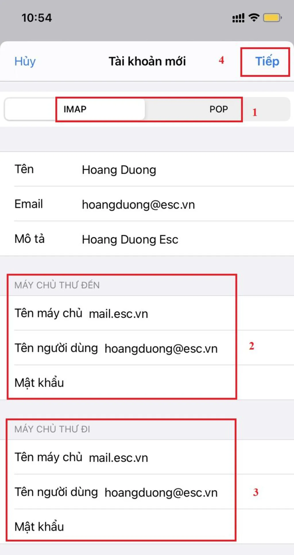 Bước 8 - Chọn giao thức và máy chủ