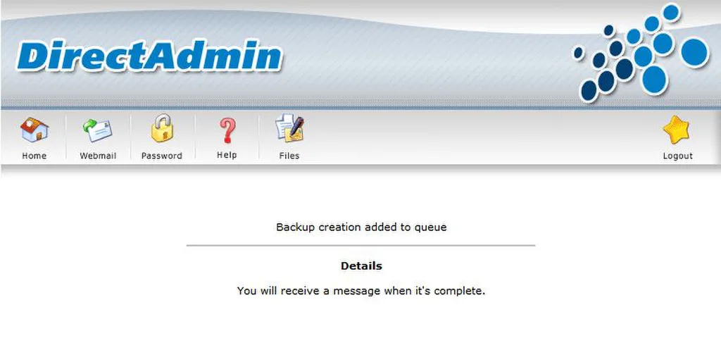 Xác nhận tạo backup thành công