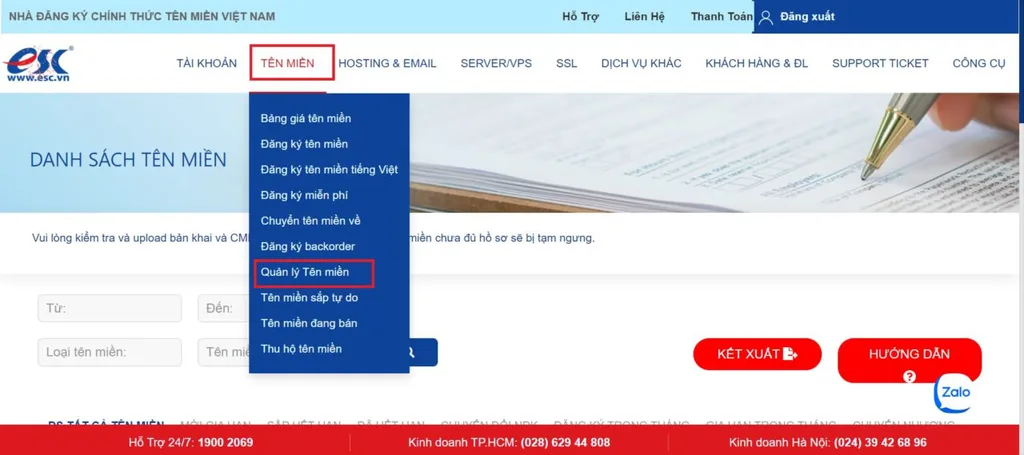 Quản lý tên miền