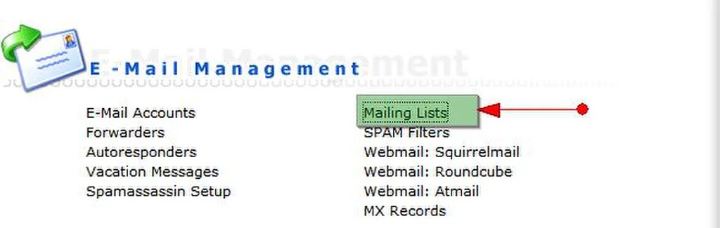 Chọn tính năng Mailing Lists