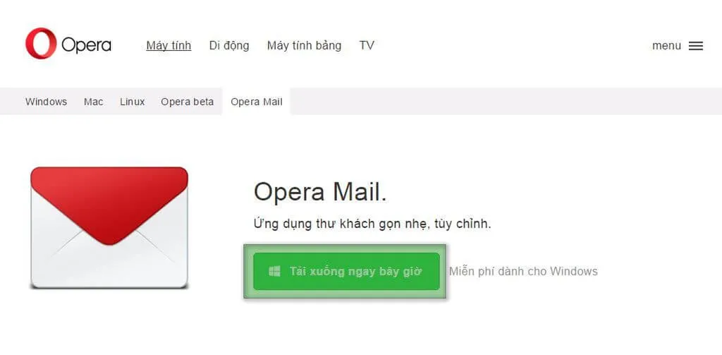 Tải ứng dụng Opera Mail
