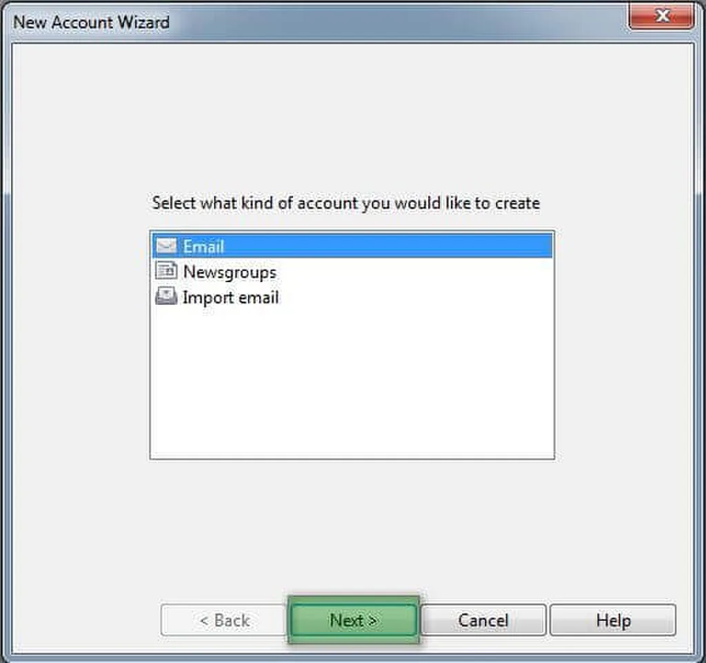 Chọn loại tài khoản Email