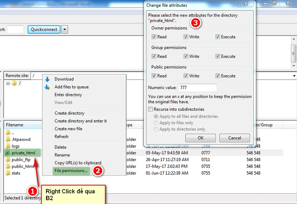 Phân quyền FileZilla