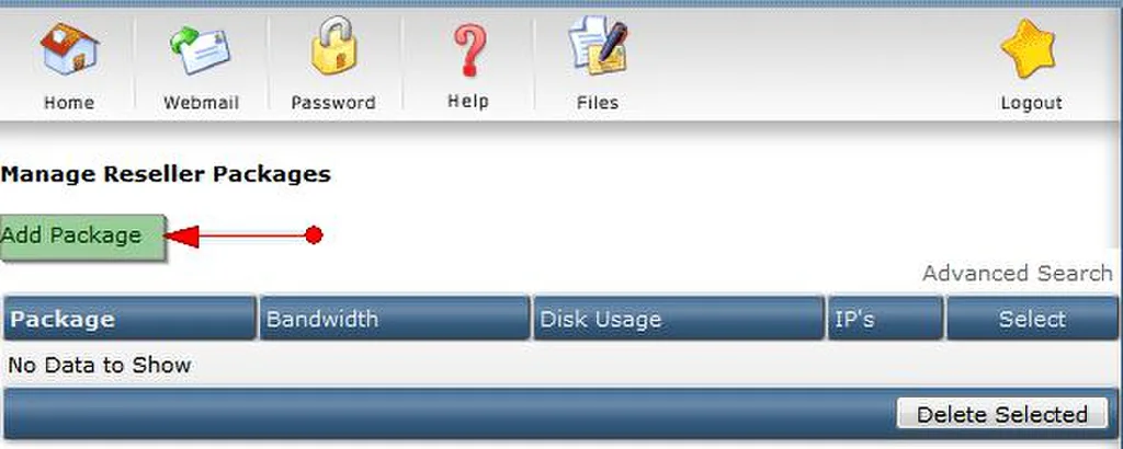 Thêm gói Manage Reseller Packages mới