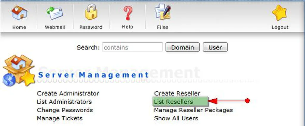 Chọn List Resellers để xem danh sách tài khoản