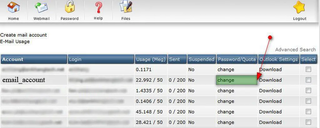 Click Change tại email cần sửa