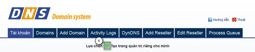 Chọn tính năng Tạo trang quản trị riêng